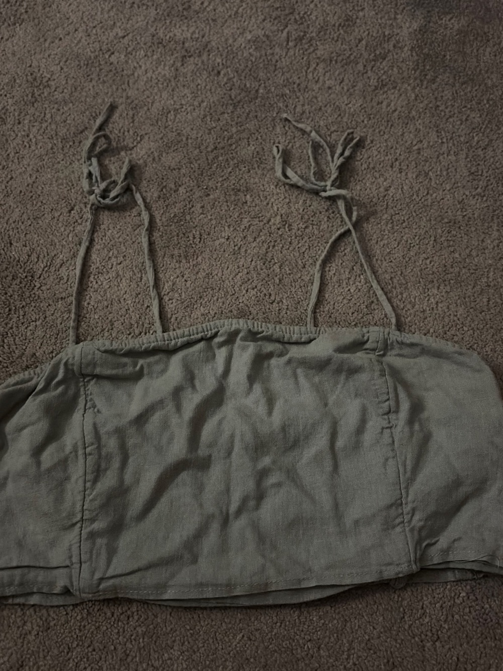 Abercrombie & Fitch Olive Tie-Strap Cropped Camisole